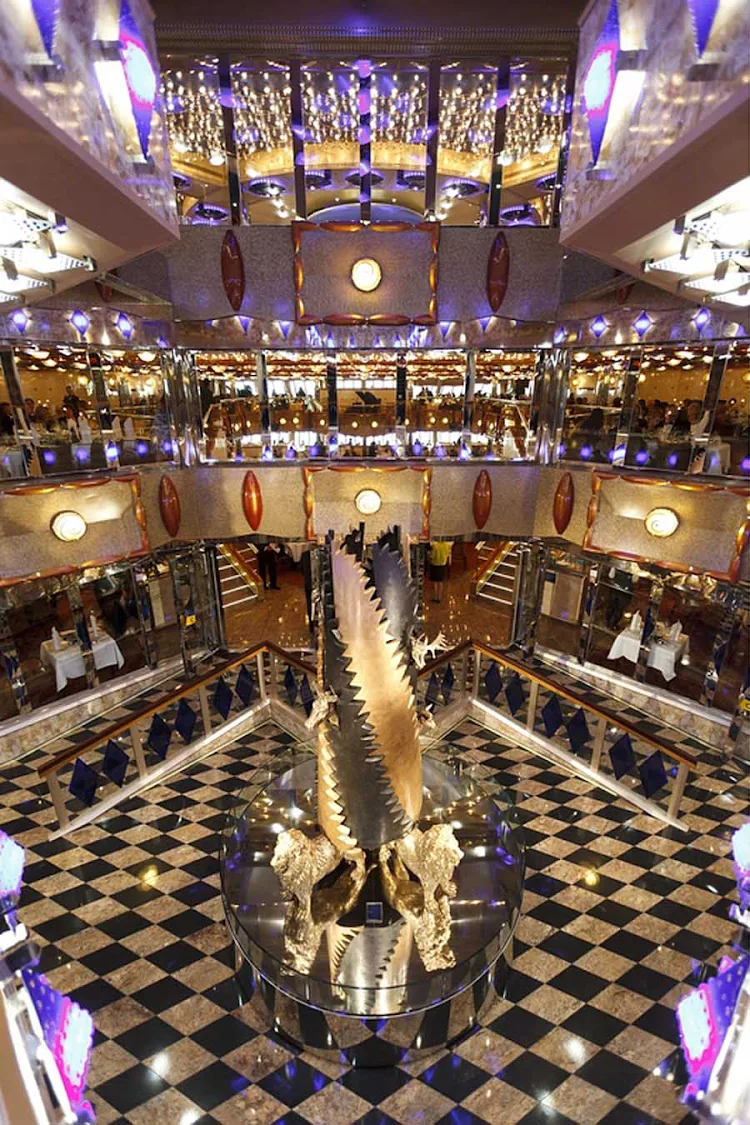 The atrium is a popular gathering spot on Costa Favolosa.