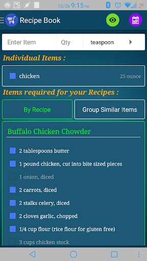Grocery List Recipe Manager