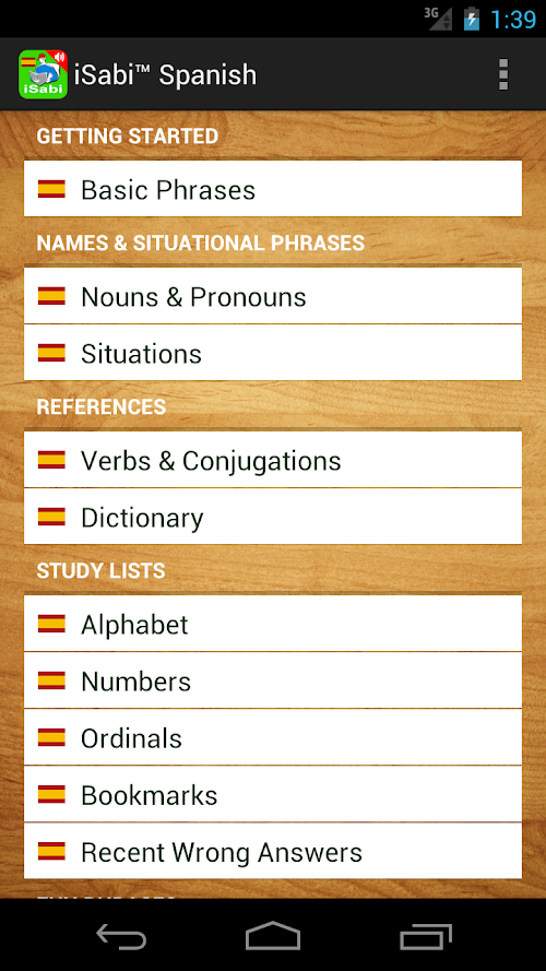 Android application iSabi™ Spanish screenshort
