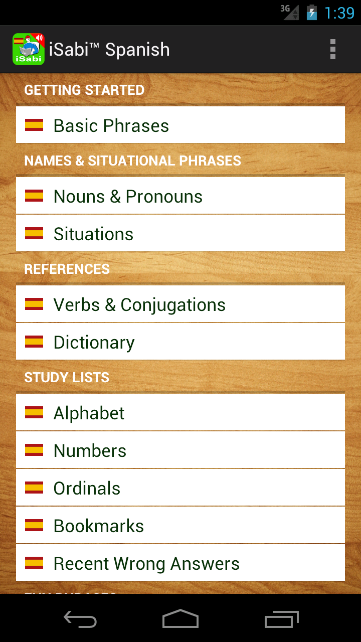 iSabi™ Spanish Screen 1