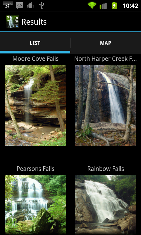 Android application WNC Waterfalls screenshort