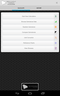 A screenshot of a gem carat weight calculator app