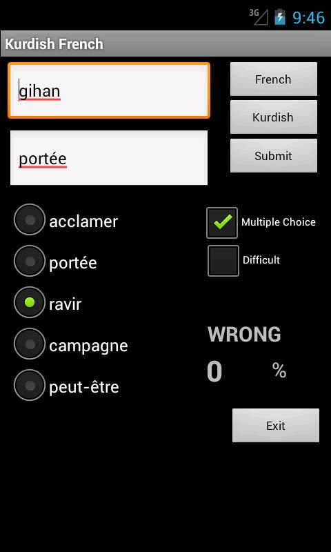 French Kurdish Dictionary Screen 3