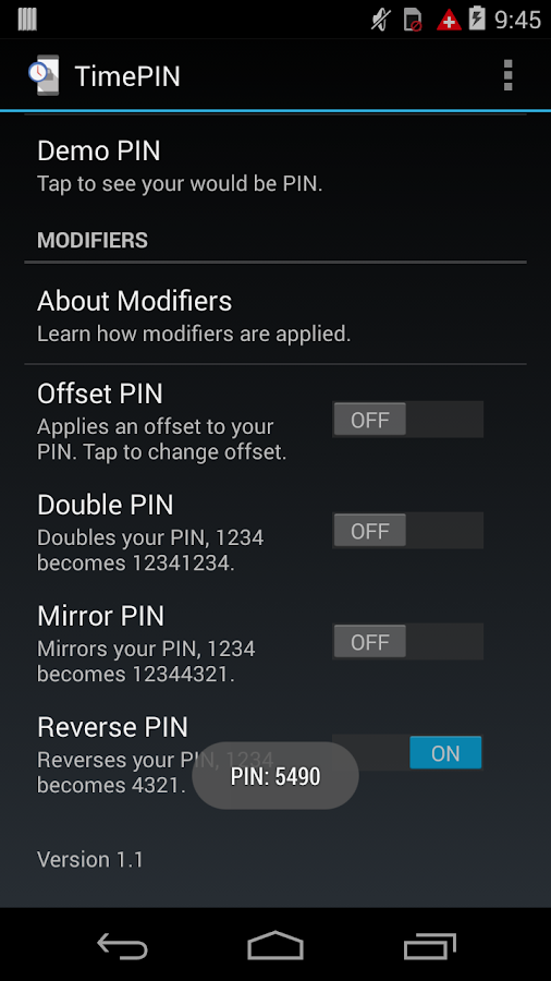 TimePIN - screenshot