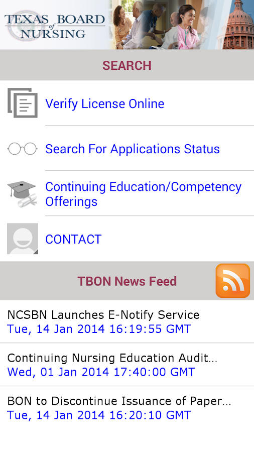   Texas Board of Nursing Mobile: captura de pantalla 