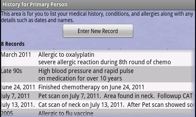 My Health Records Screen 2