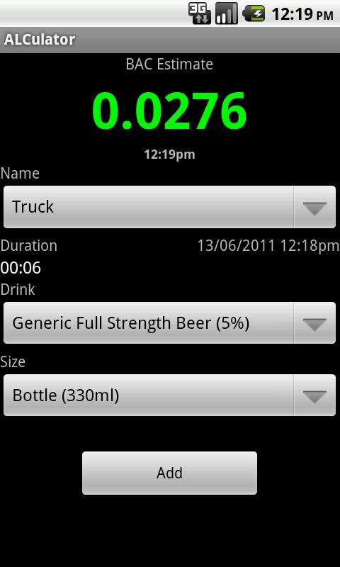 Android application ALCulator BAC Calculator screenshort