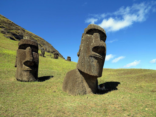 Moai (statues) on Chile's Easter Island in the Pacific. 
