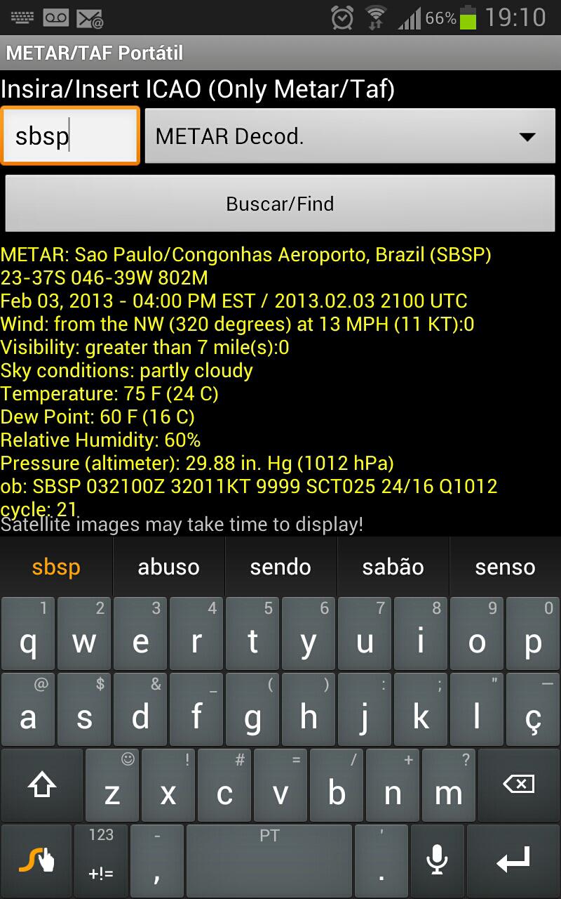 METAR/TAF &amp; Satellites Screen 2