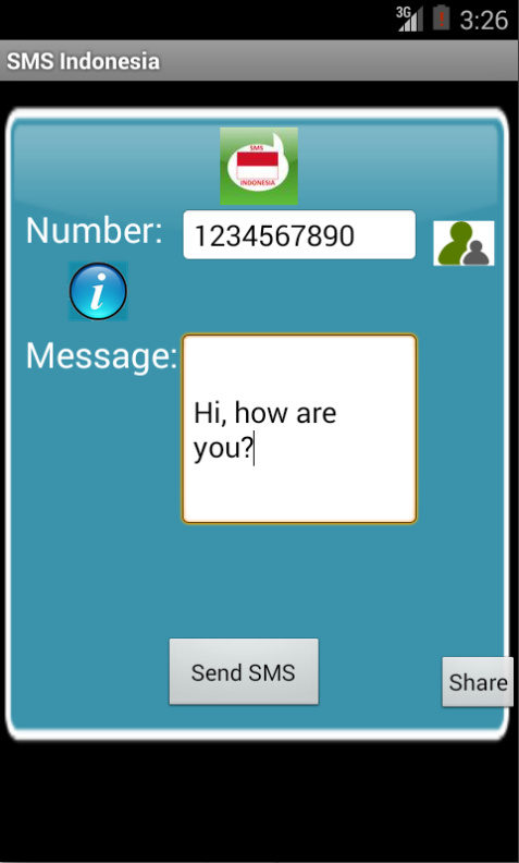 Android application Free SMS Indonesia screenshort
