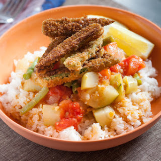 Filipino Vegetable Stew over Jasmine Rice with Crispy Okra