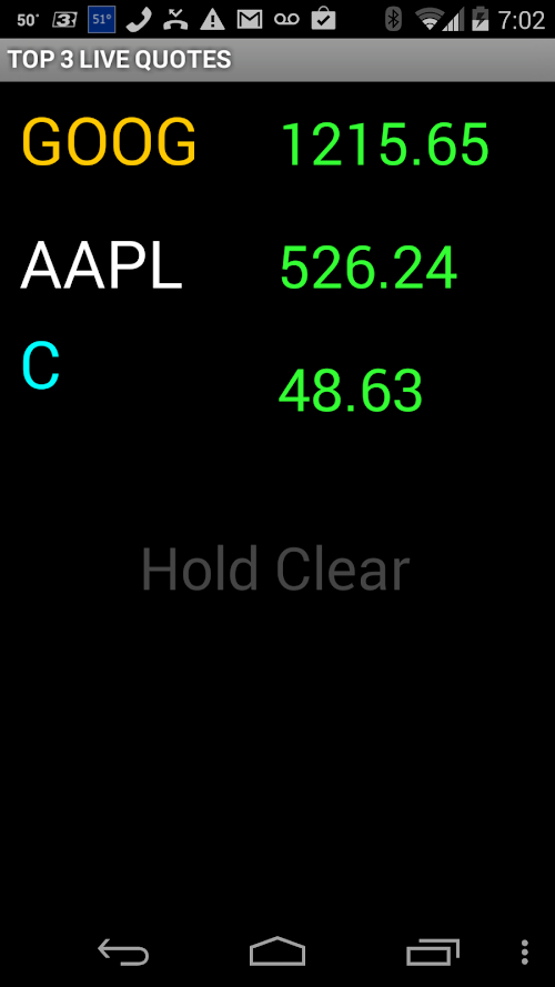 Android application Live Stocks Quotes screenshort
