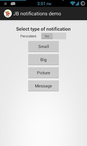 Jelly bean notifications Demo