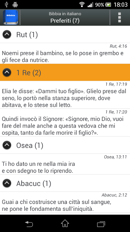 Bibbia in italiano CEI - screenshot