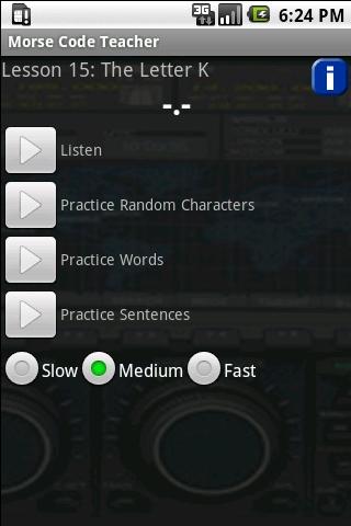 Morse Code Teacher Screen 2