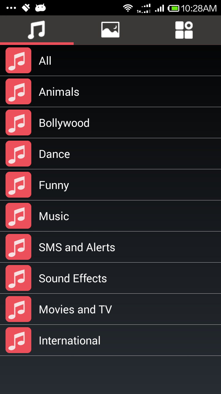 Ringtones Screen 1