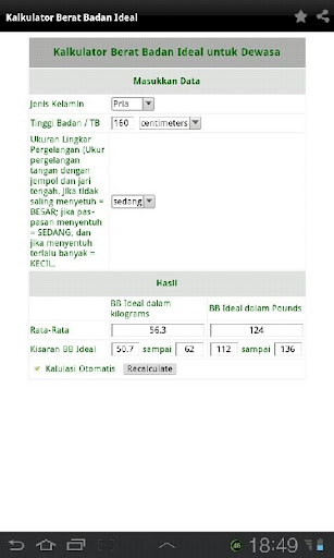 Kalkulator IMT BMI