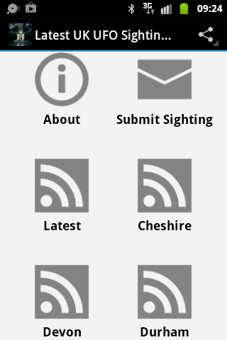 Latest UK UFO Sightings Screen 1