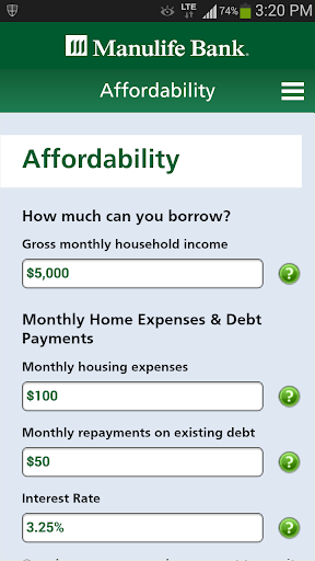 Manulife Bank Mortgage Calc