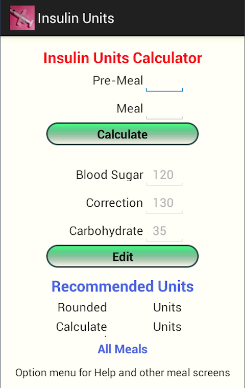 Android application Insulin Units screenshort