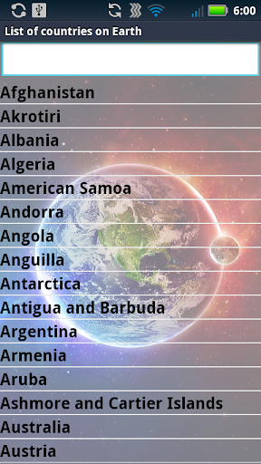 List of Countries on Earth