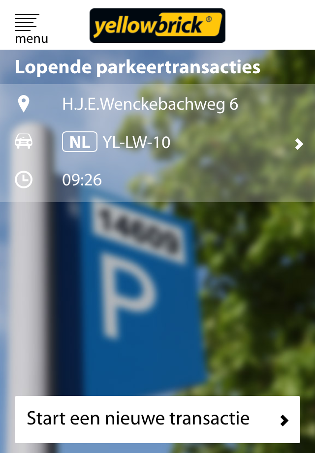 Android application Yellowbrick Parking screenshort