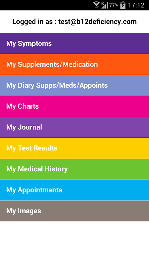 Android application B12 Deficiency screenshort
