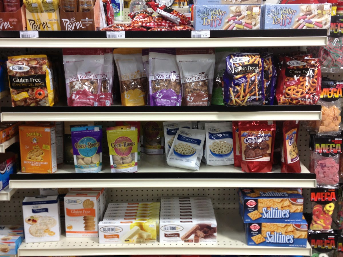 Lots of glutino products, gf cookies, granola, and beef jerkey!