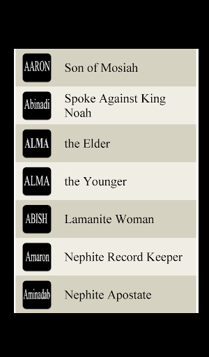 Book of Mormon Lists