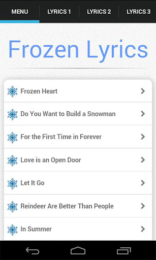 Lyrics of Frozen