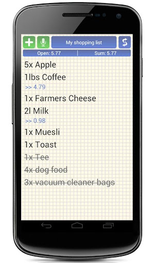 Shopping Grocery List + Widget