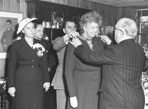 Eleanor Roosevelt receives the Order of the Commander of the French Legion of Honor