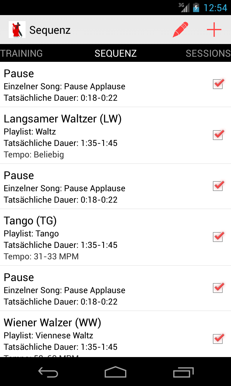 Android application Ballroom Competition Trainer screenshort