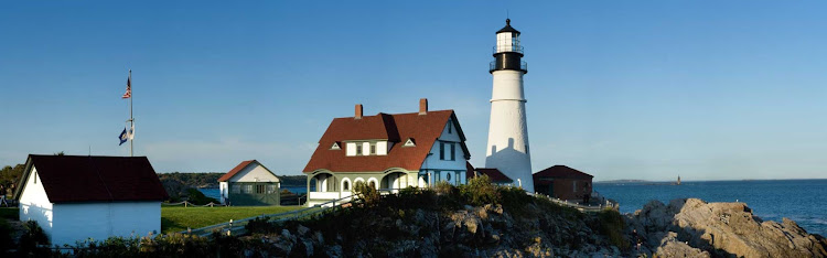 An operating lighthouse on Maine's picturesque coast.