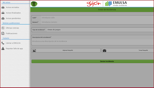 EMULSA. Incidencias y Avisos. Screenshots 0