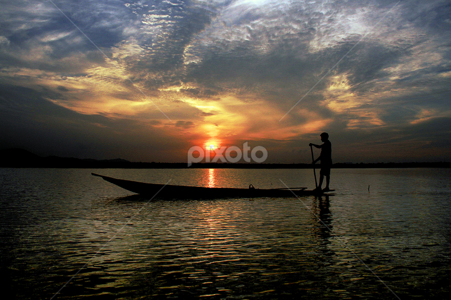 sunset by Anjali Borah - Landscapes Waterscapes
