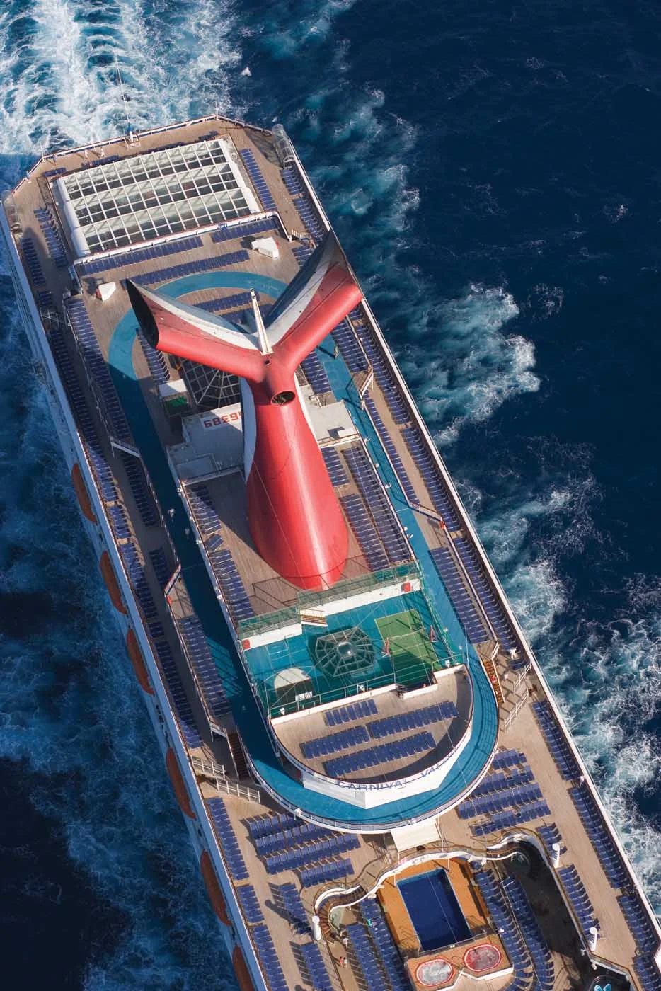 Carnival-Valor-aerial-exterior - There's a lounge chair waiting for you on Carnival Valor so you can lay back and soak up the sun whenever the mood strikes you.