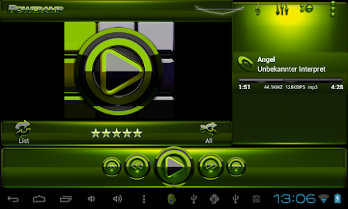 Poweramp skin Black Lime v3.10