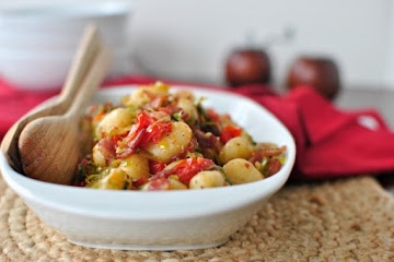 Pan-Toasted Gnocchi with Bacon, Leeks and Fresh Tomato