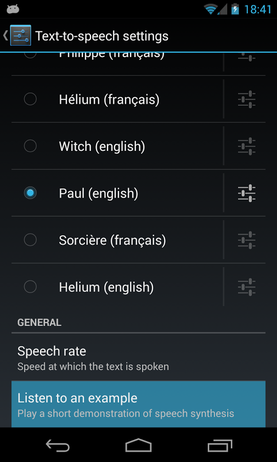 Paul TTS voice (English) Screen 3