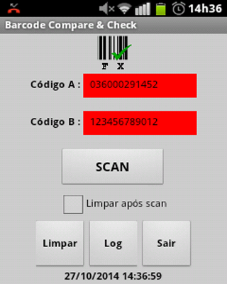 Barcode Compare &amp; Check Screen 3