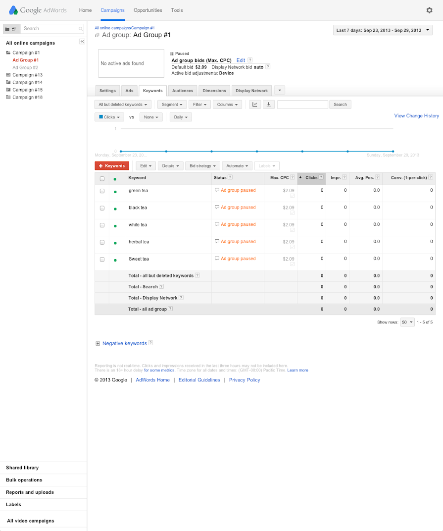 Edit your ad group default bid