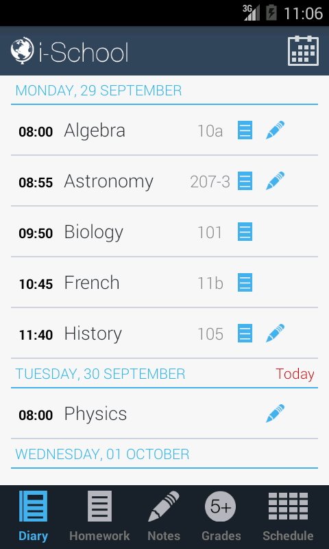 Android application iSchool Pro screenshort