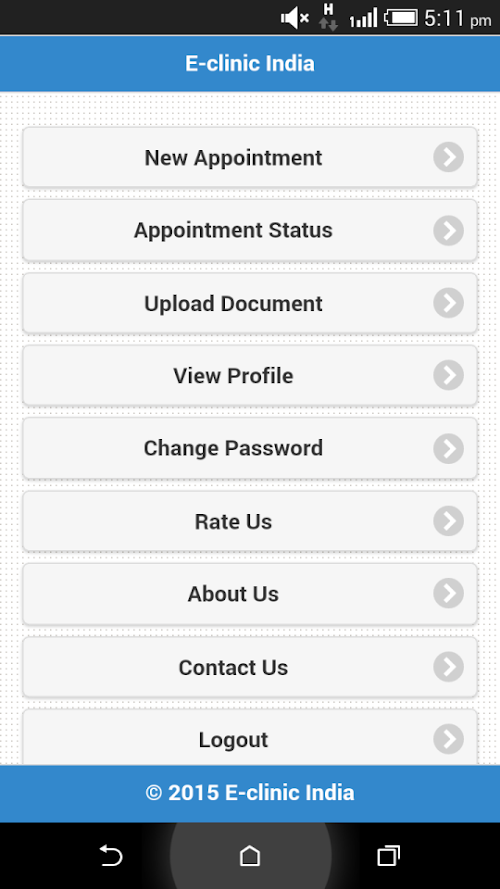 Android application E-clinic India 1.1 screenshort