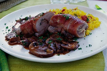Sage & prosciutto pork with rich mushroom ragout