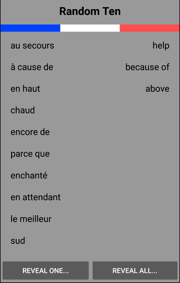 GCSE French Vocab Master Screen 3