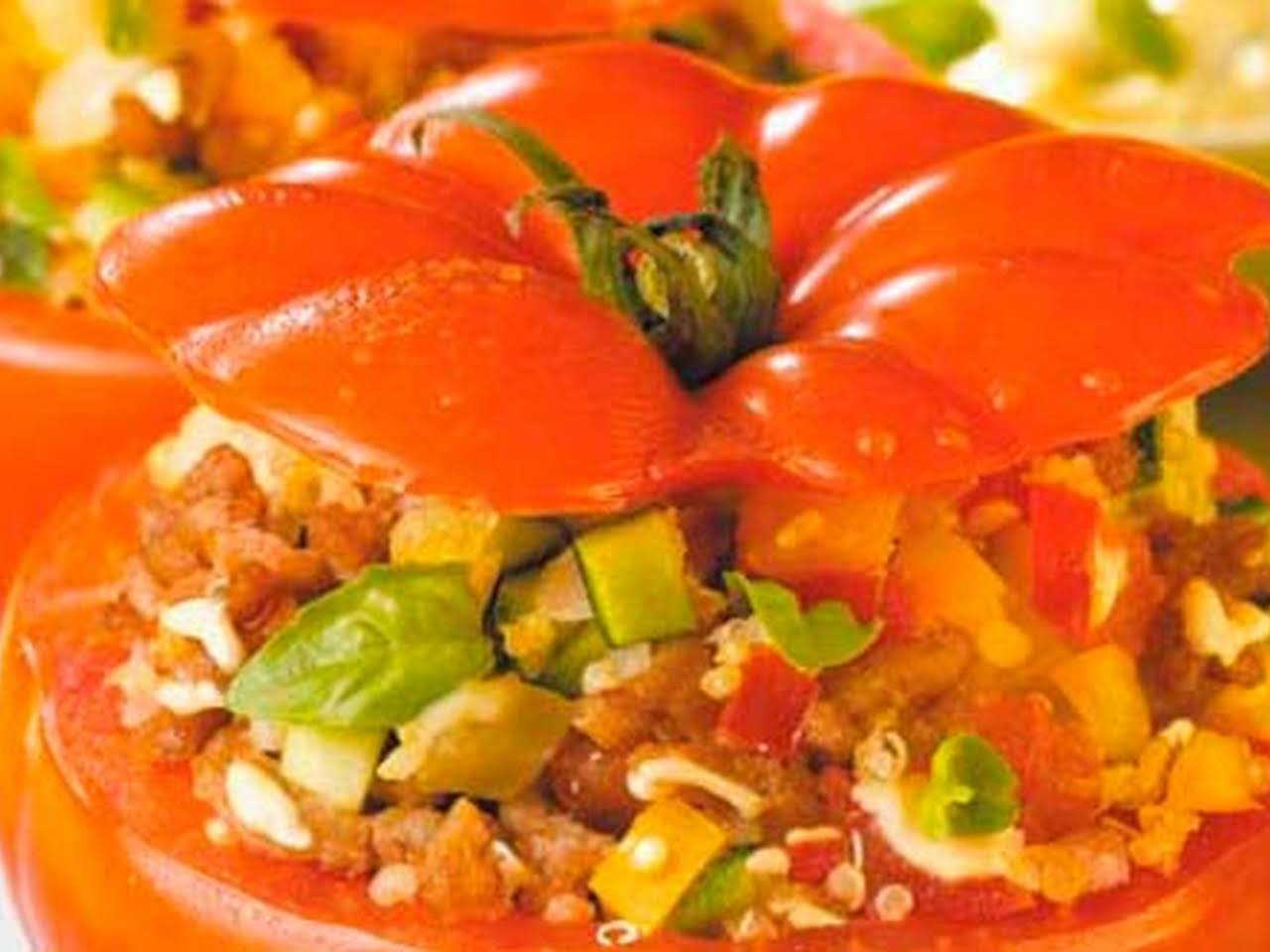 Sun-Dried Tomato & Sausage Polenta Stuffed Peppers - DeLallo