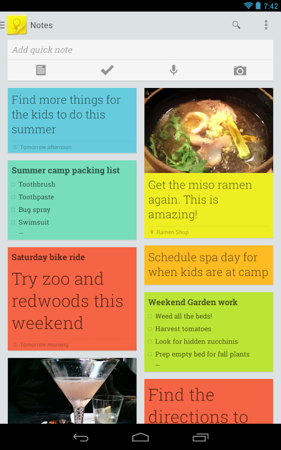 Google Keep - screenshot