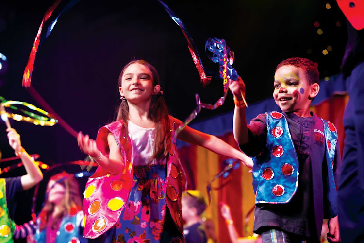 Your kids can be part of a special Circus Parade as part of the children's activities in Splash Academy during your vacation on Norwegian Cruise Line.