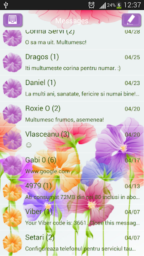 GO SMS Proのパステルの花